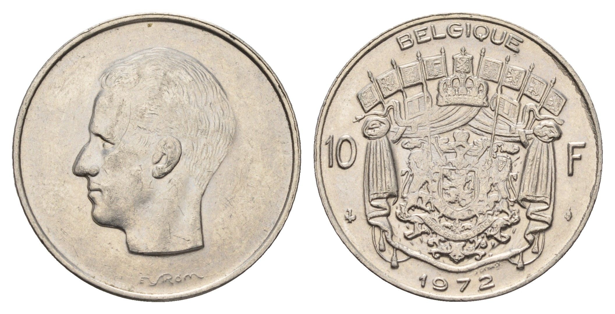 Бельгия 10 франков 1972 Belgique, Бодуэн I (1951-1993) KM 155 никель 4673-856