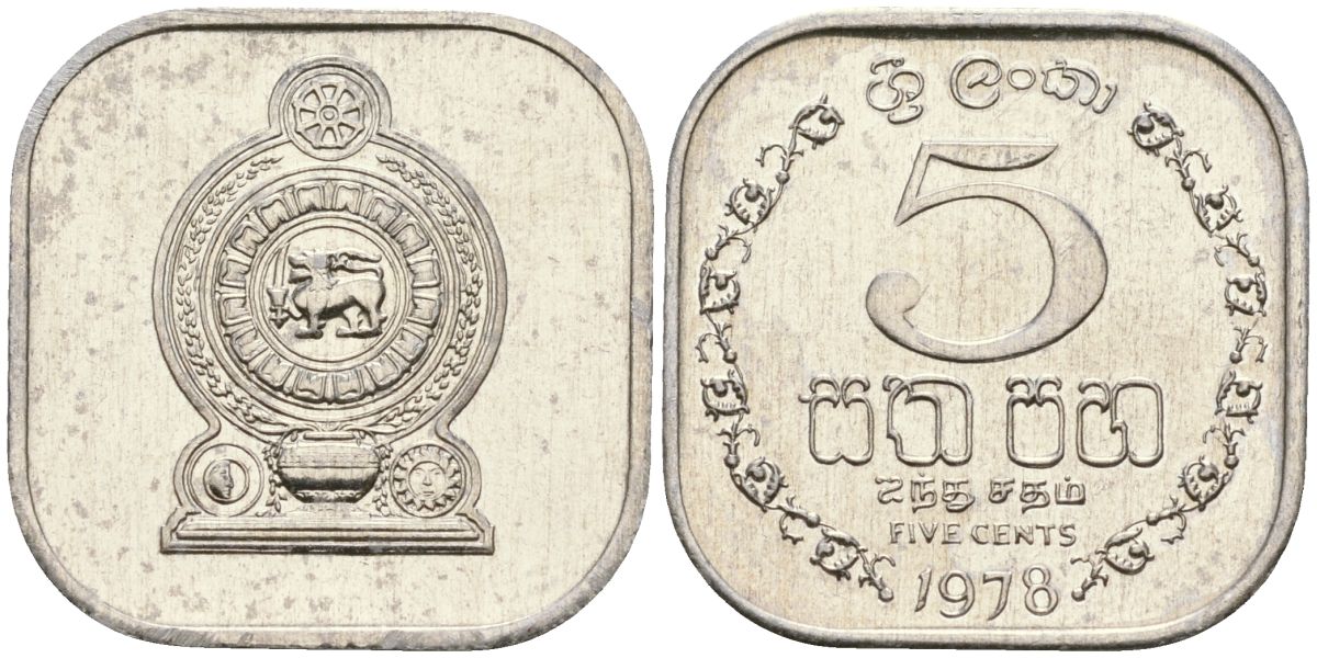 Шри-Ланка 5 центов 1978 KM 139a алюминий 4136-559