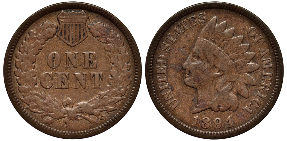 США 1 цент 1894 индеец, Indian head  бронза 1530-313