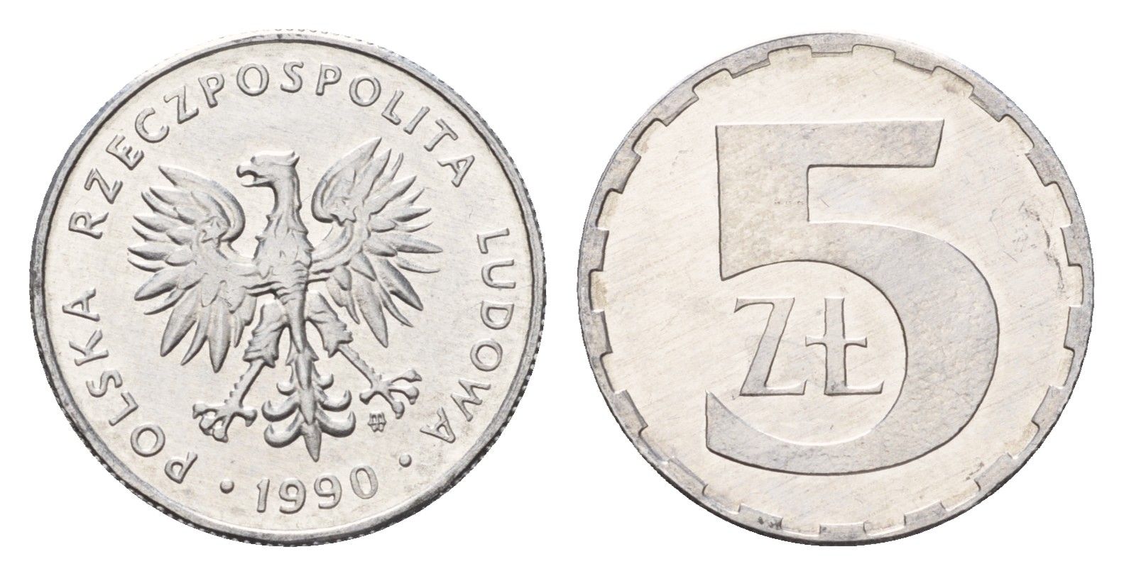 Польша 5 злотых 1990 Y 81.3 алюминий UNC 4615-819