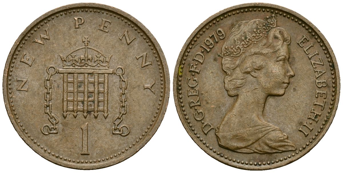 Великобритания 1 пенни 1979 Елизавета II (1952-2022) KM 915, Spink 4237 (B1) бронза 4167-1223