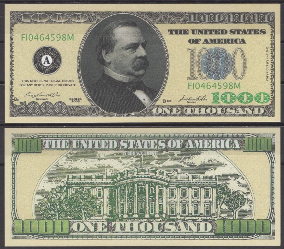 США 1000 долларов 2005 Гровер Кливленд бумага UNC (пресс) 7196-10-1