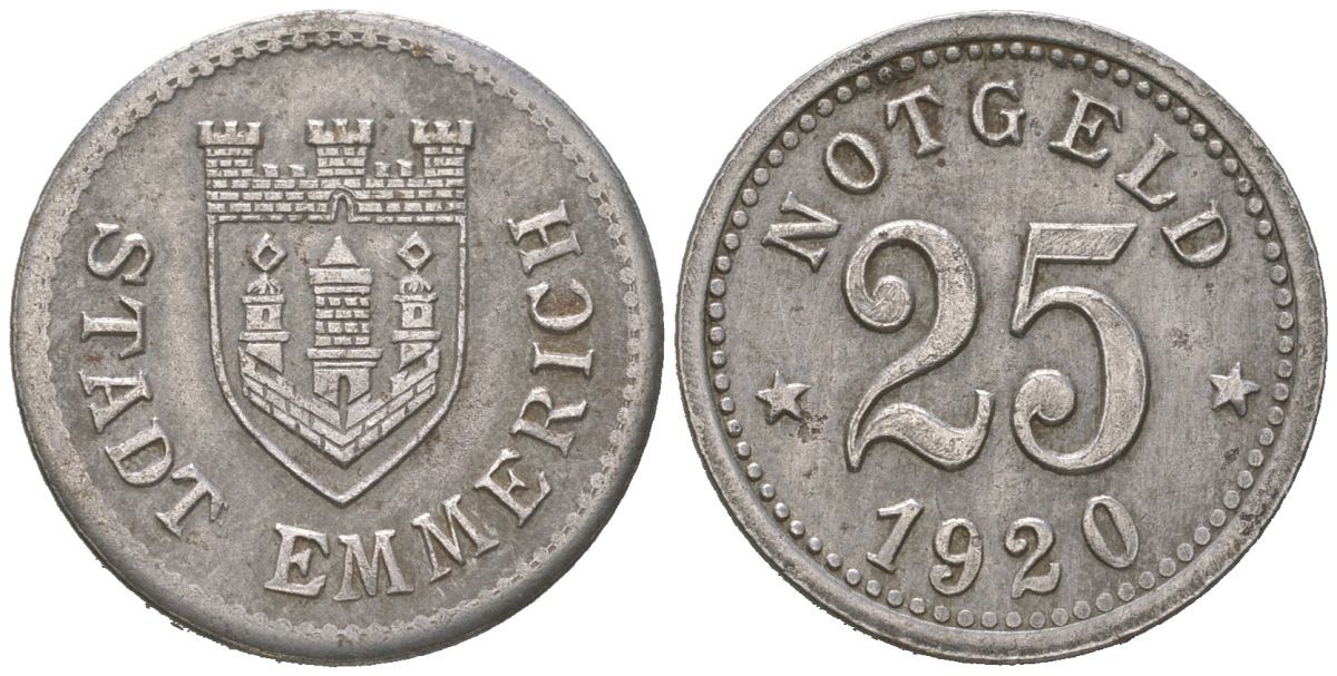 Эммерих 25 пфеннигов 1920 Funck 118.3, Men05 6537.3, Men18 8204.3 железо 4617-315