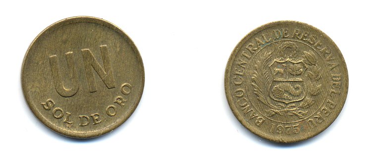 ПЕРУ 1 СОЛЬ 1975 KM 266.1 латунь 83-1234