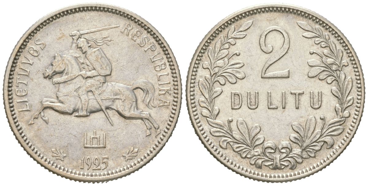 Литва 2 лита 1925 KM 77 серебро 68-312