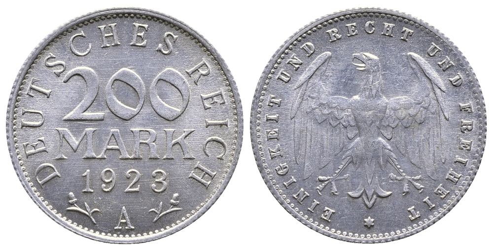 ГЕРМАНИЯ 200 МАРОК 1923 A KM 35, J. 304 алюминий 4380-423