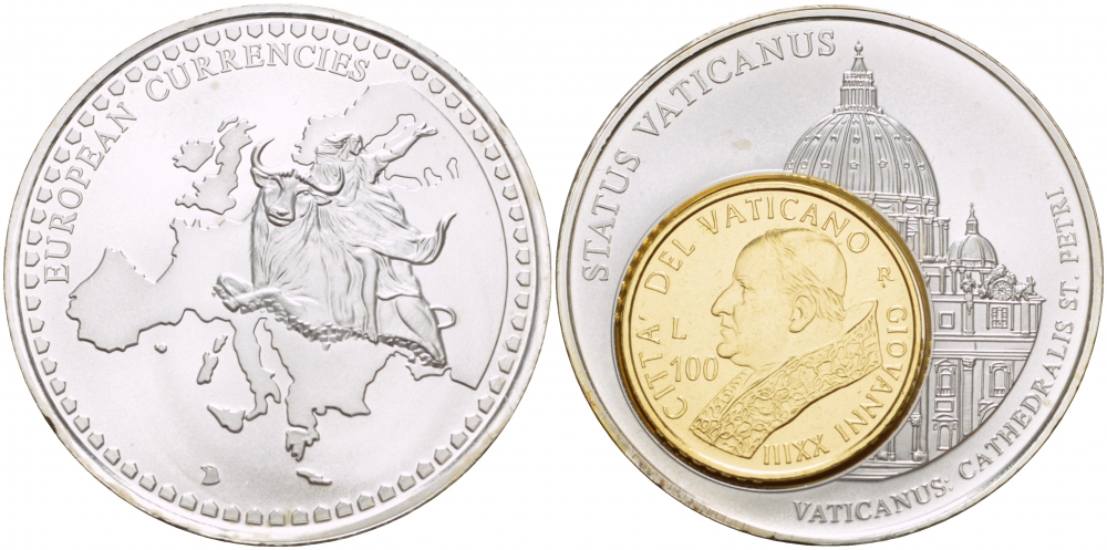 Ватикан медаль ND монета на медали, Ватикан, Собор святого Петра в Риме, 100 лир серебрение UNC 1088-6-43