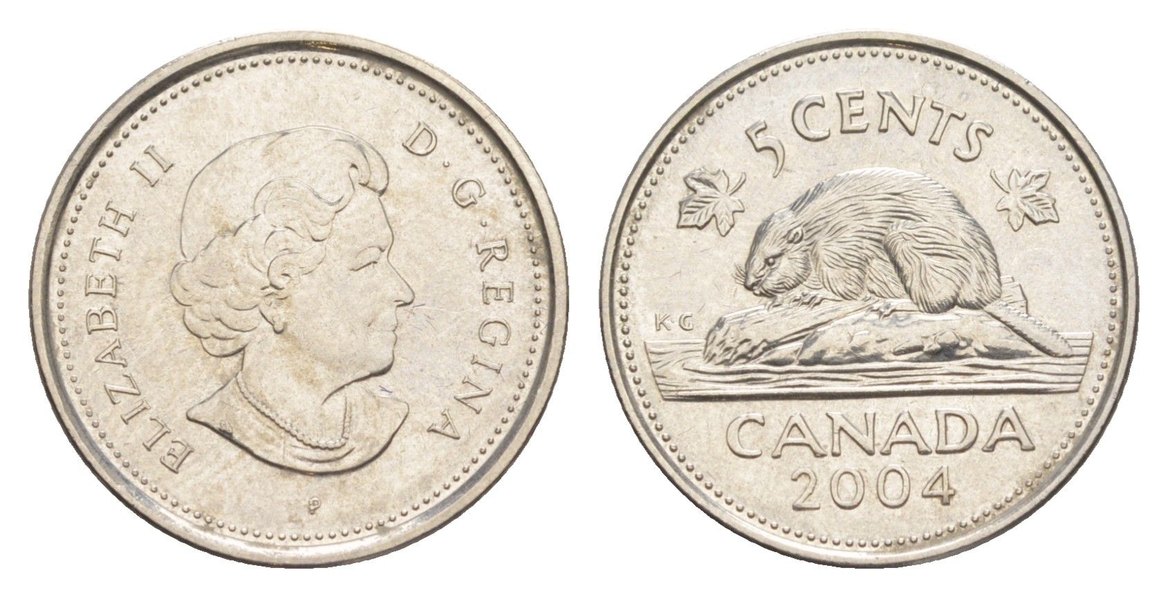Канада 5 центов 2004 Елизавета II (1952-2022), бобр KM 491 сталь плакированная никелем aUNC 4647-1022