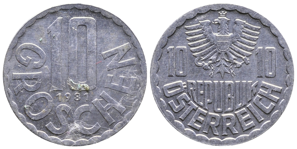 АВСТРИЯ 10 ГРОШЕЙ 1981 KM 2878 алюминий 26-1154