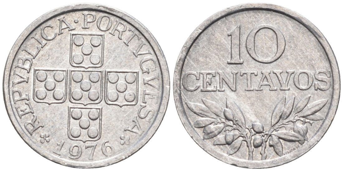 Португалия 10 сентаво 1976 KM 594 алюминий 4567-427
