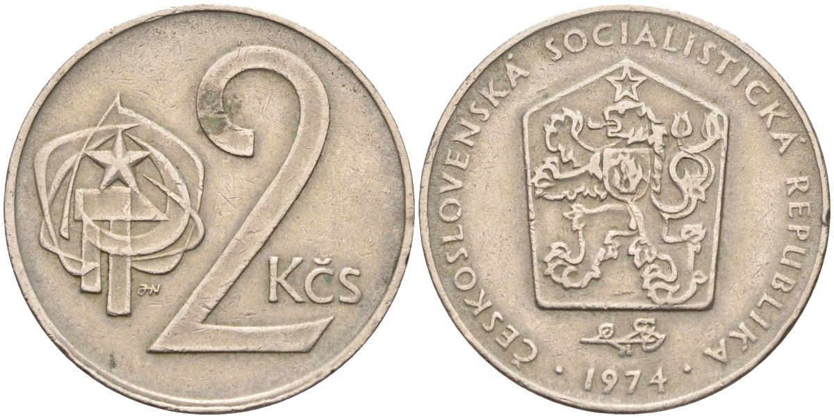 Чехословакия 2 кроны 1974 KM 75 медно-никель 4150-947