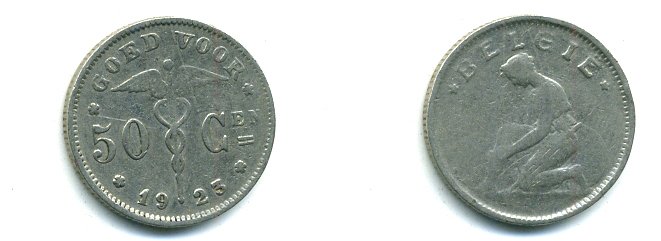 БЕЛЬГИЯ 50 САНТИМОВ 1923 04-147