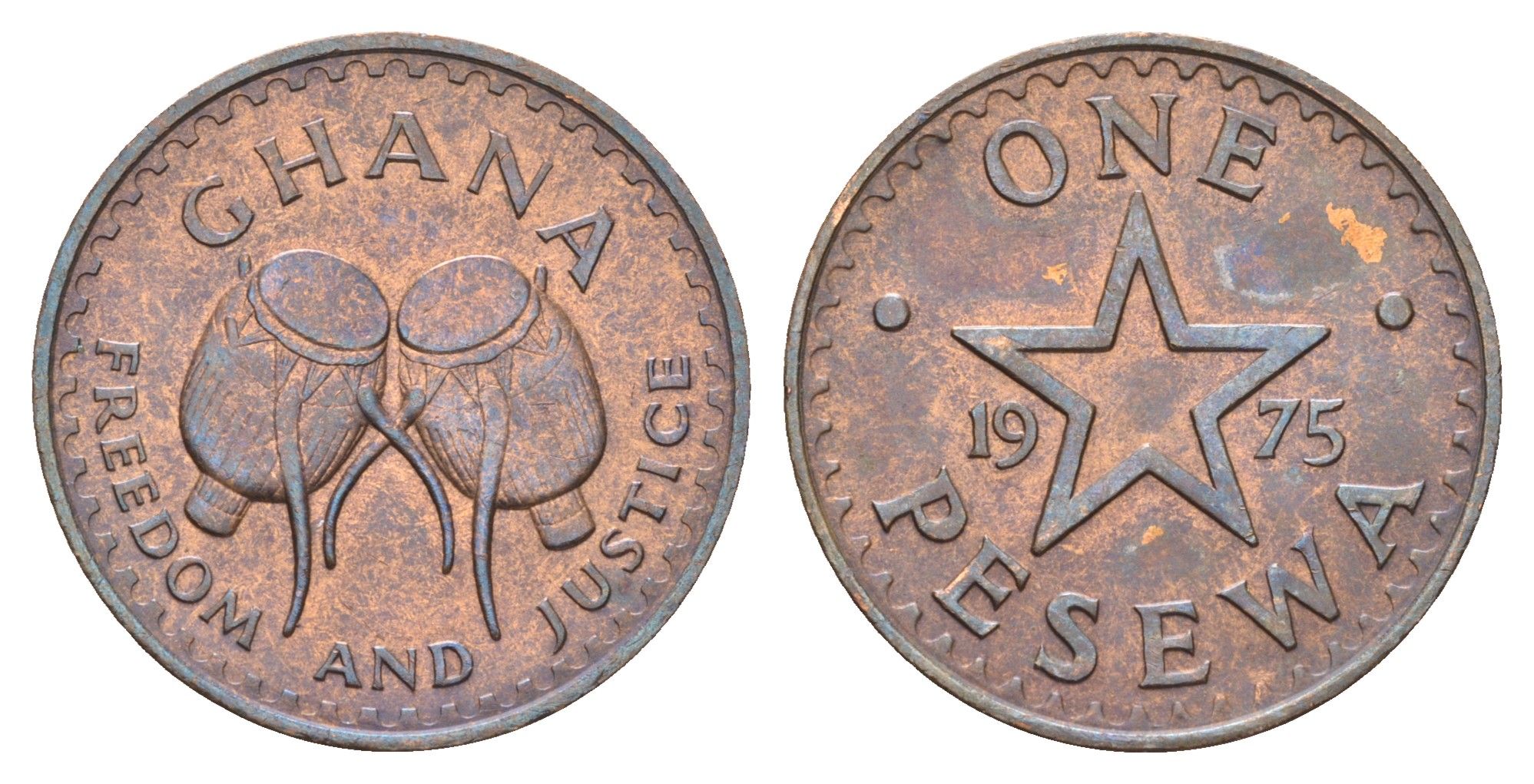 Гана 1 песева 1975 KM 13 бронза UNC 4666-611