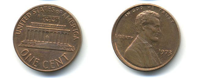 США 1 ЦЕНТ 1973 ЛИНКОЛЬН KM 201 медь цинк 89-515