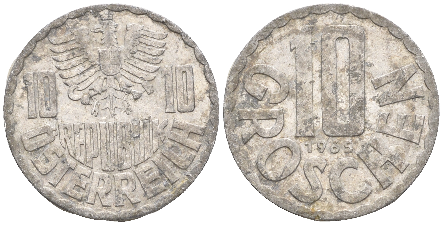 Австрия 10 грошей 1965 KM 2878 алюминий 60-847