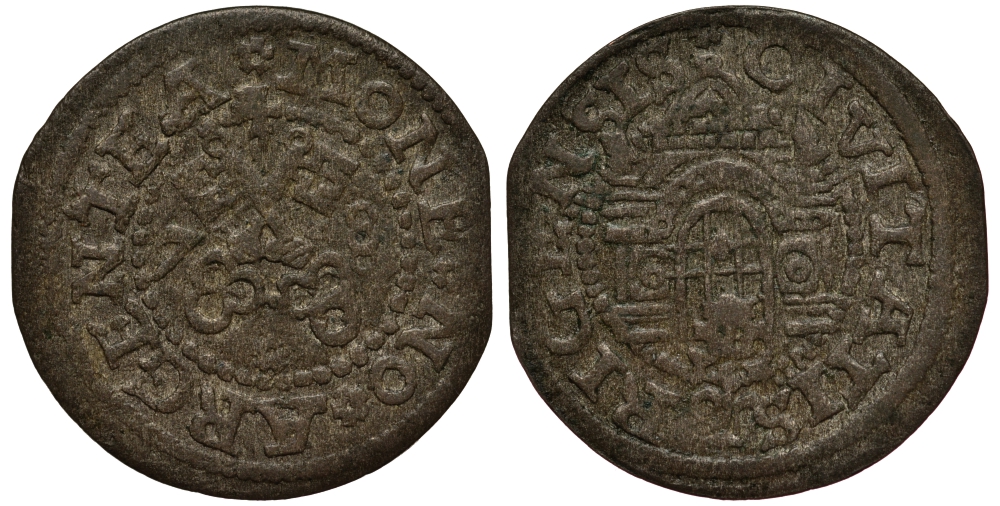 Рига 1 шиллинг (шеляг) 1578 свободный город (1562-1581), вес 1,12 гр. Neumann 9 серебро 1516-542