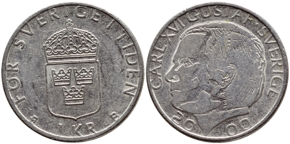Швеция 1 крона 2000 Карл XVI Густав (1973- ) KM 852а медно-никель 4379-445