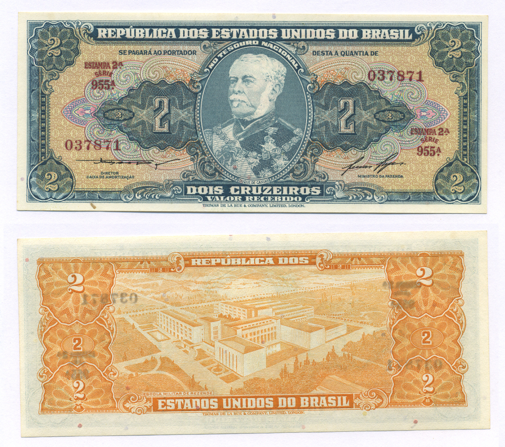 БРАЗИЛИЯ 2 КРУЗЕЙРО 1956-58 ESTAMPA 2A, СЕРИЯ 955 Pick 157Ас бумага UNC (ПРЕСС) 6294-21-3