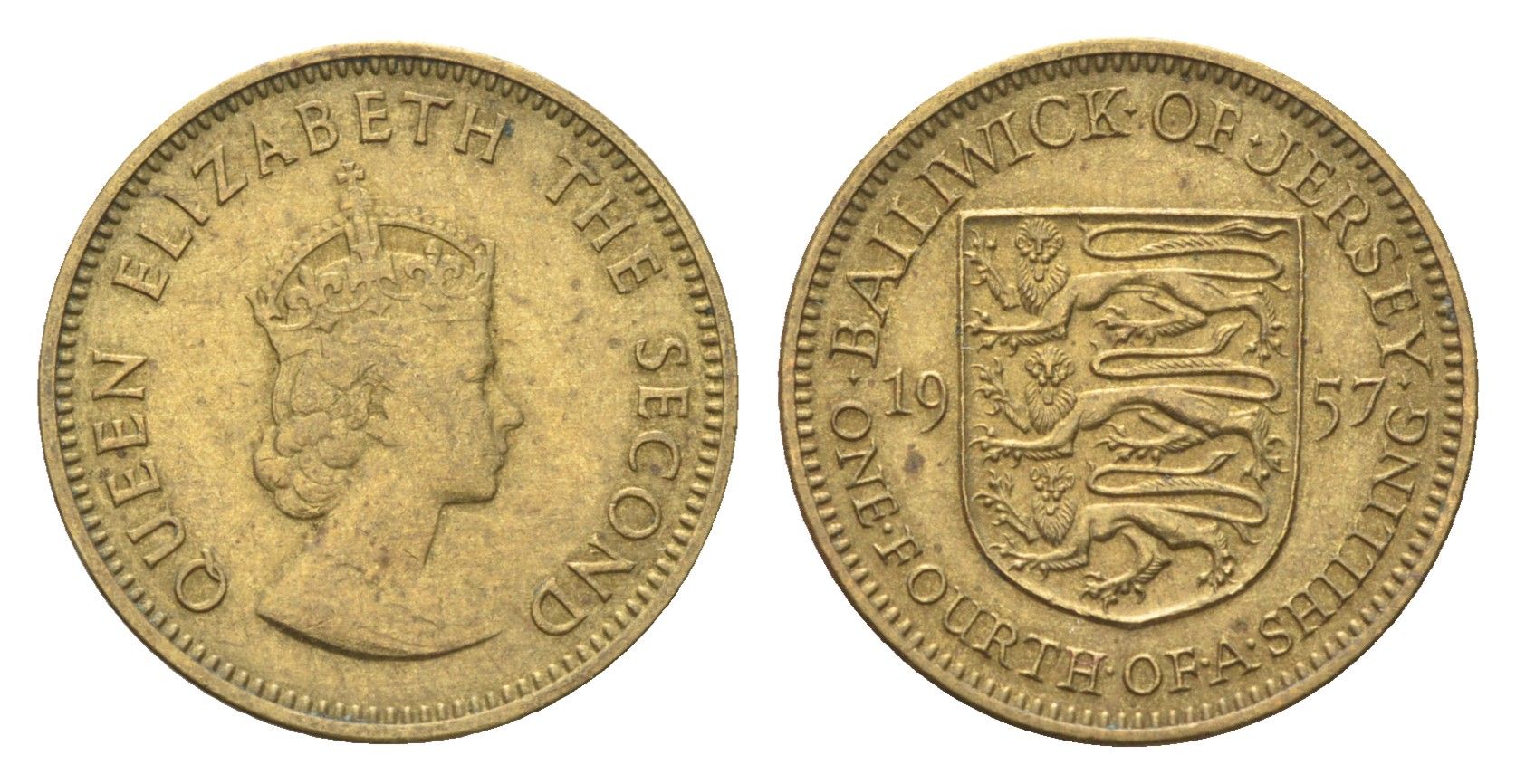 Джерси 1/4 шиллинга 1957 Елизавета II (1952-2022) KM 22 никель латунь 4703-1037