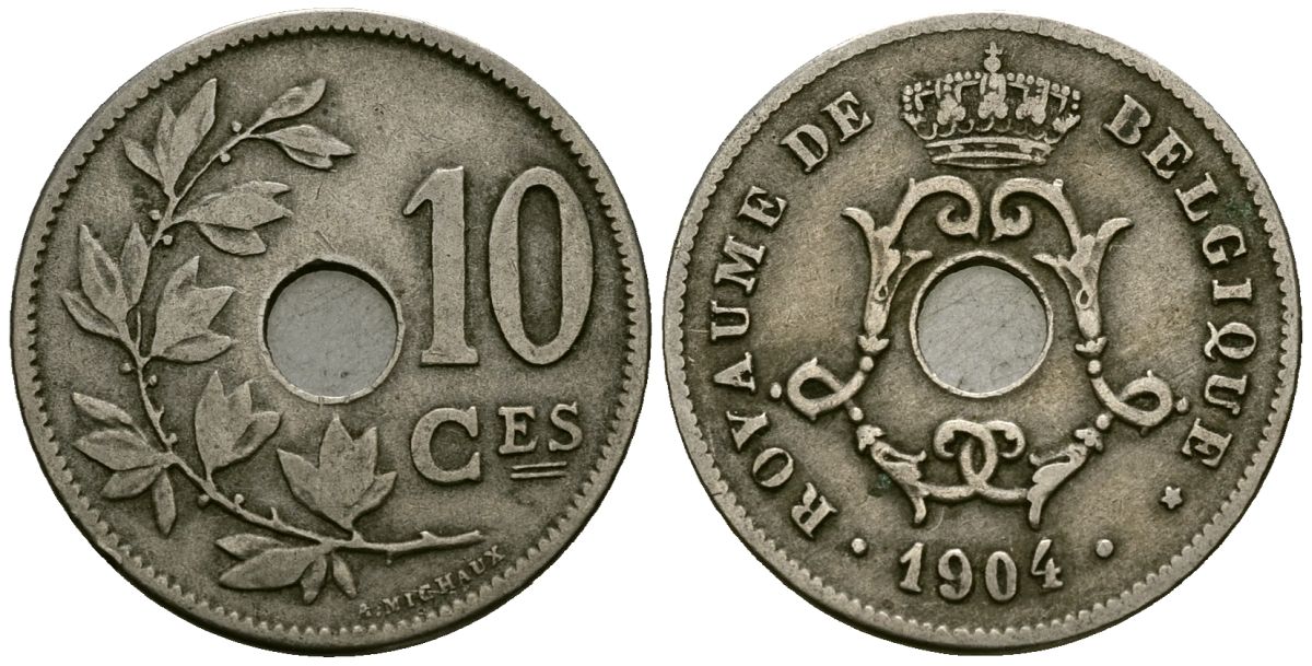 Бельгия 10 сантимов 1904 Belgique KM 52 медно-никель 4172-813