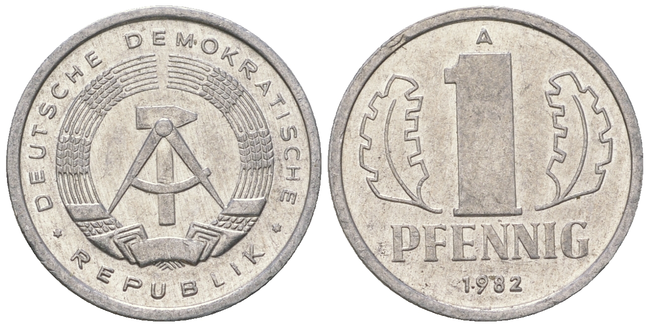 ГДР 1 пфенниг 1982 А KM 8.2 алюминий 4623-441