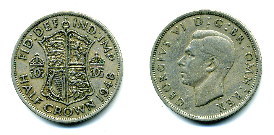 Великобритания 1/2 кроны 1948 Георг VI (1936-1952) KM 866, Spink 4101 медно-никель 89-1222