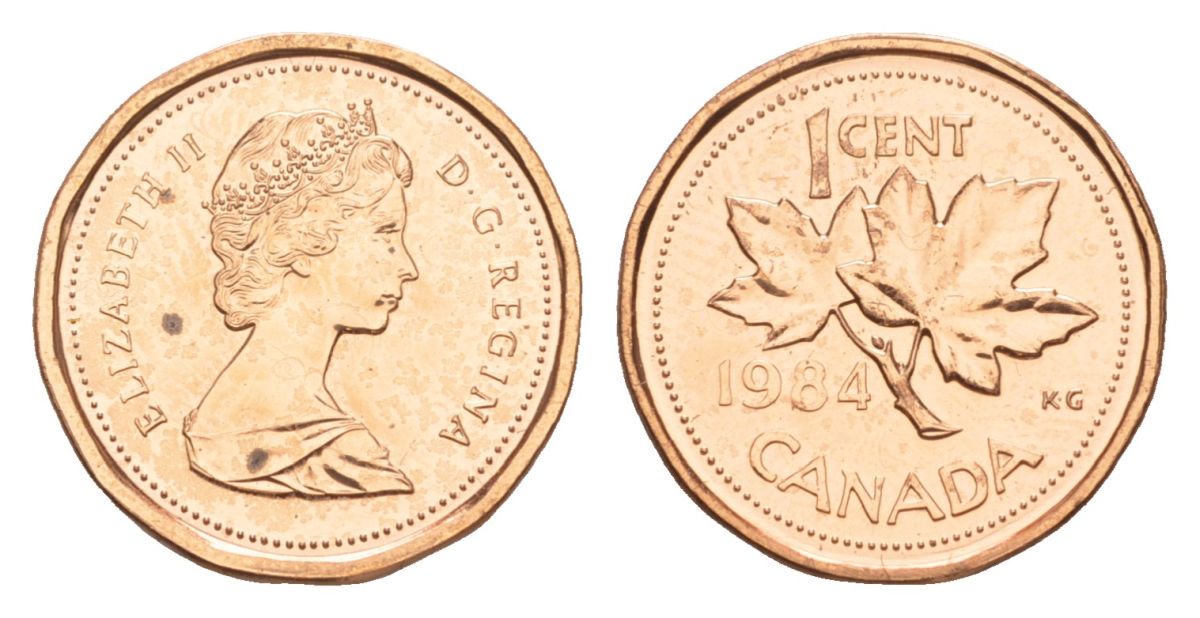 Канада 1 цент 1984 Елизавета II (1952-2022), кленовый лист KM 132 бронза PROOF-LIKE (BU) 4630-937
