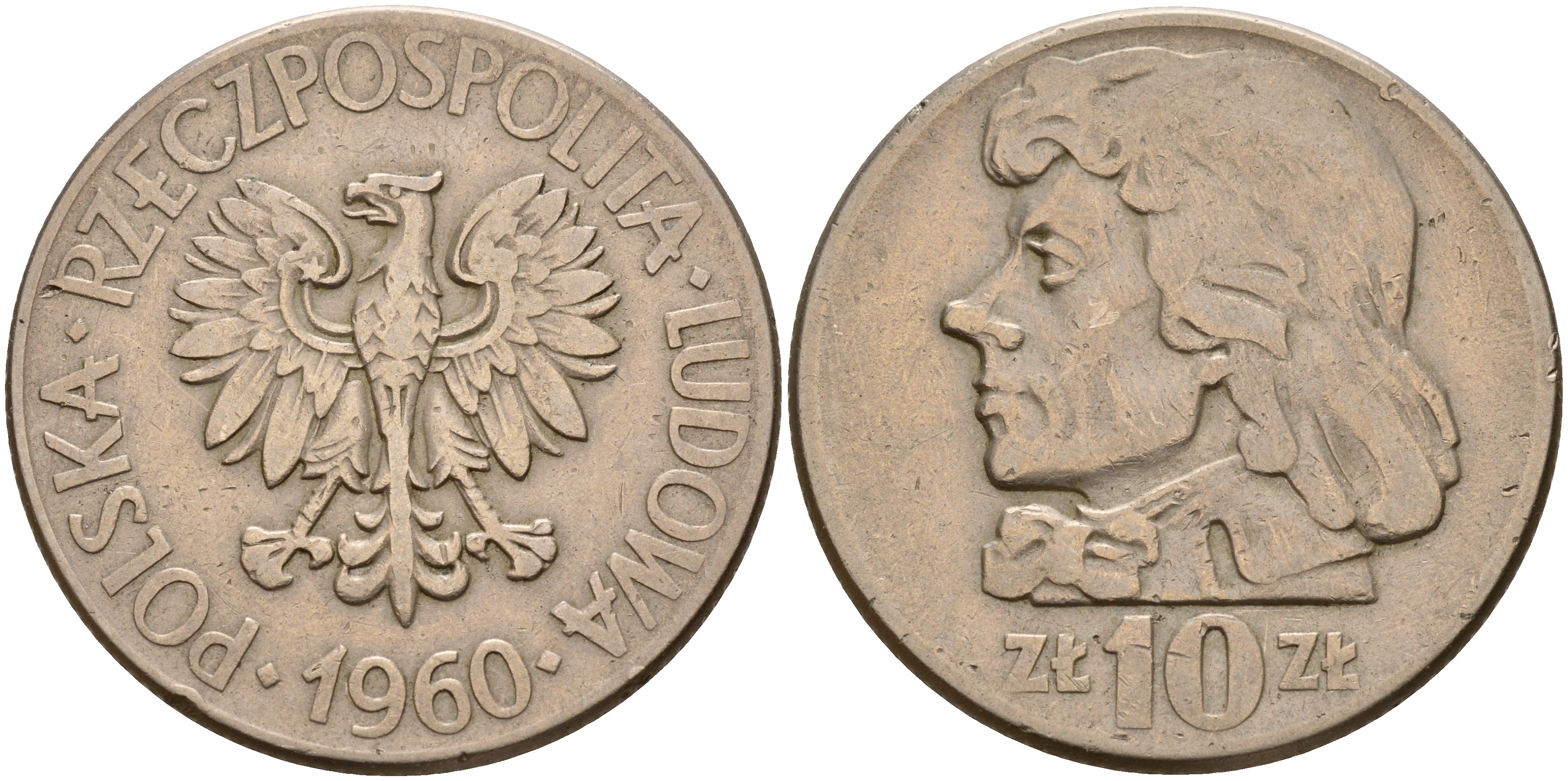 Польша 10 злотых 1960 MW, Тадеуш Костюшко (1746-1817) KM 50 медно-никель    4157-841