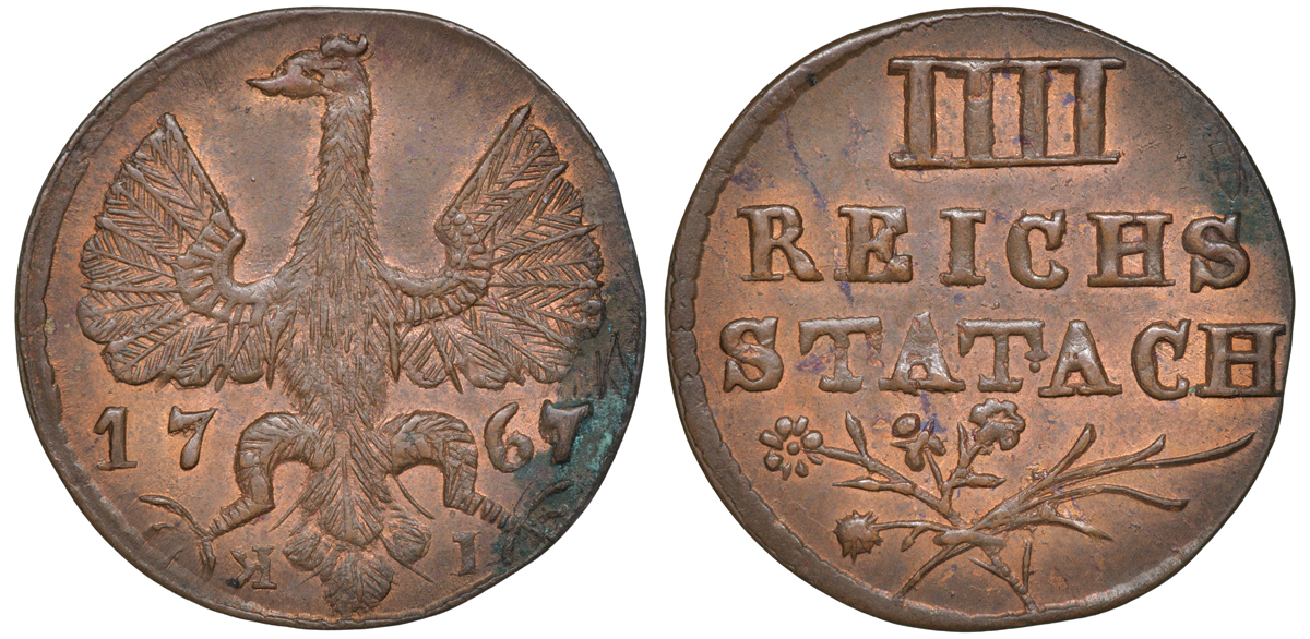 Ахен 4 геллера 1767 KM 52 медь aUNC 1531-1025