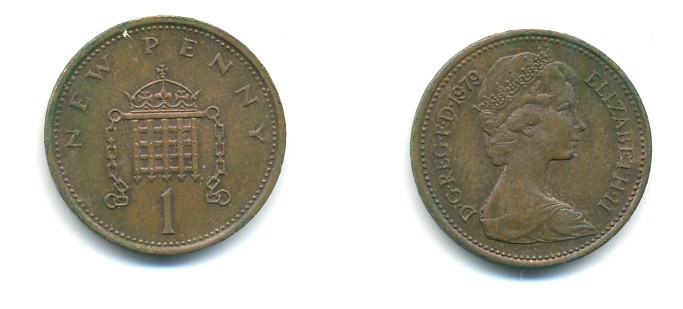 Великобритания 1 пенни 1979 Елизавета II (1952-2022) КМ 915, Spink B1 бронза 80-1034