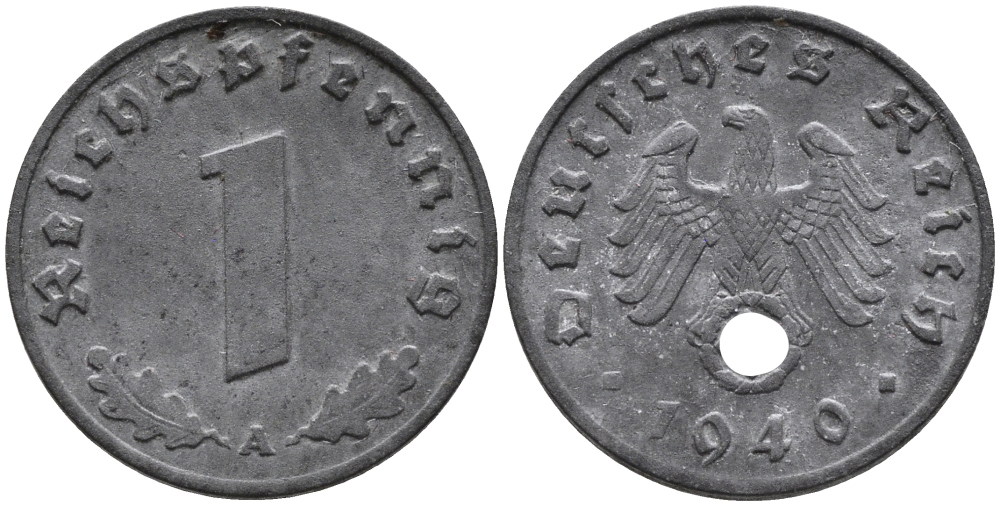 ГЕРМАНИЯ 1 РЕЙХСПФЕННИГ 1940 A KM 97, J.369 цинк 96-646