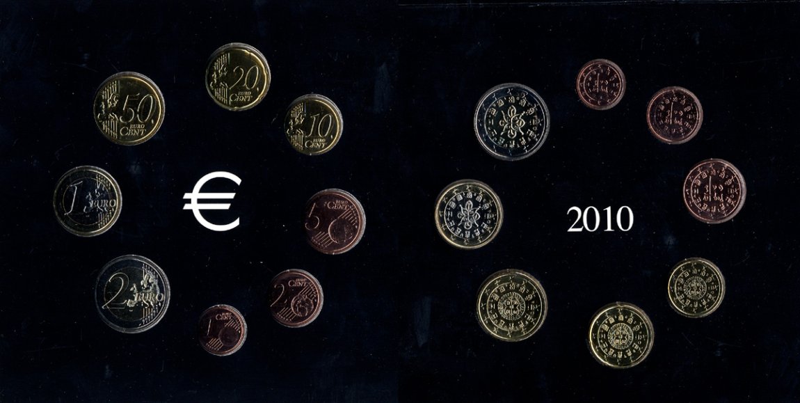 Португалия официальный евронабор из 8 монет 2010 биметалл UNC 5-4-1-16