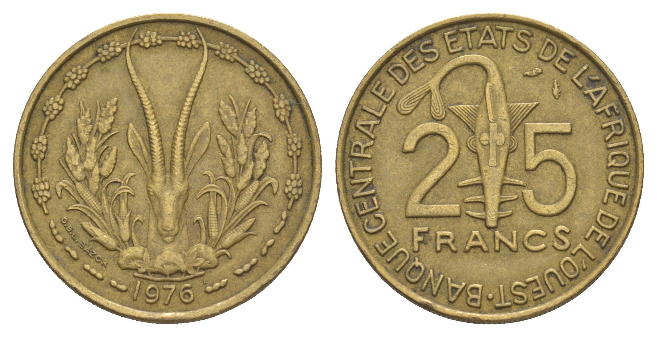 Западная Африка (BCEAO) 25 франков 1976 KM 5 медь алюминий никель 4612-916