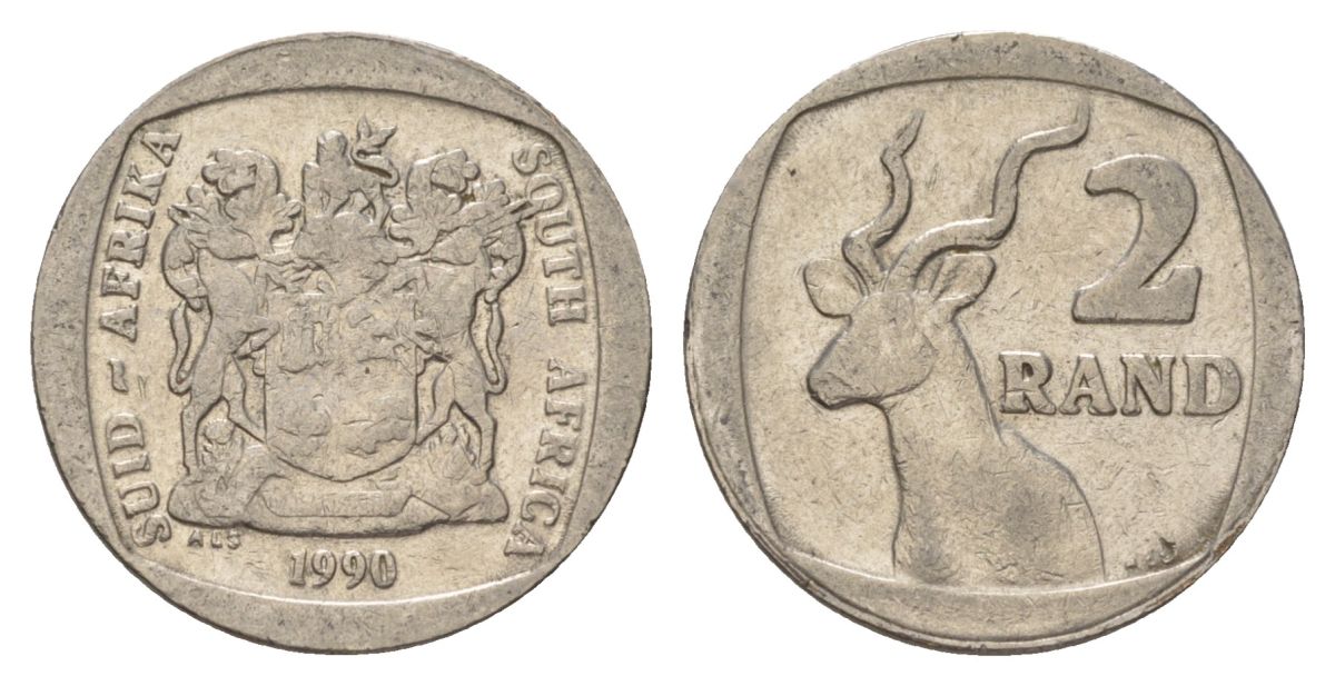 ЮАР 2 ранда 1990 KM 139 медь плакированная никелем 4626-1053