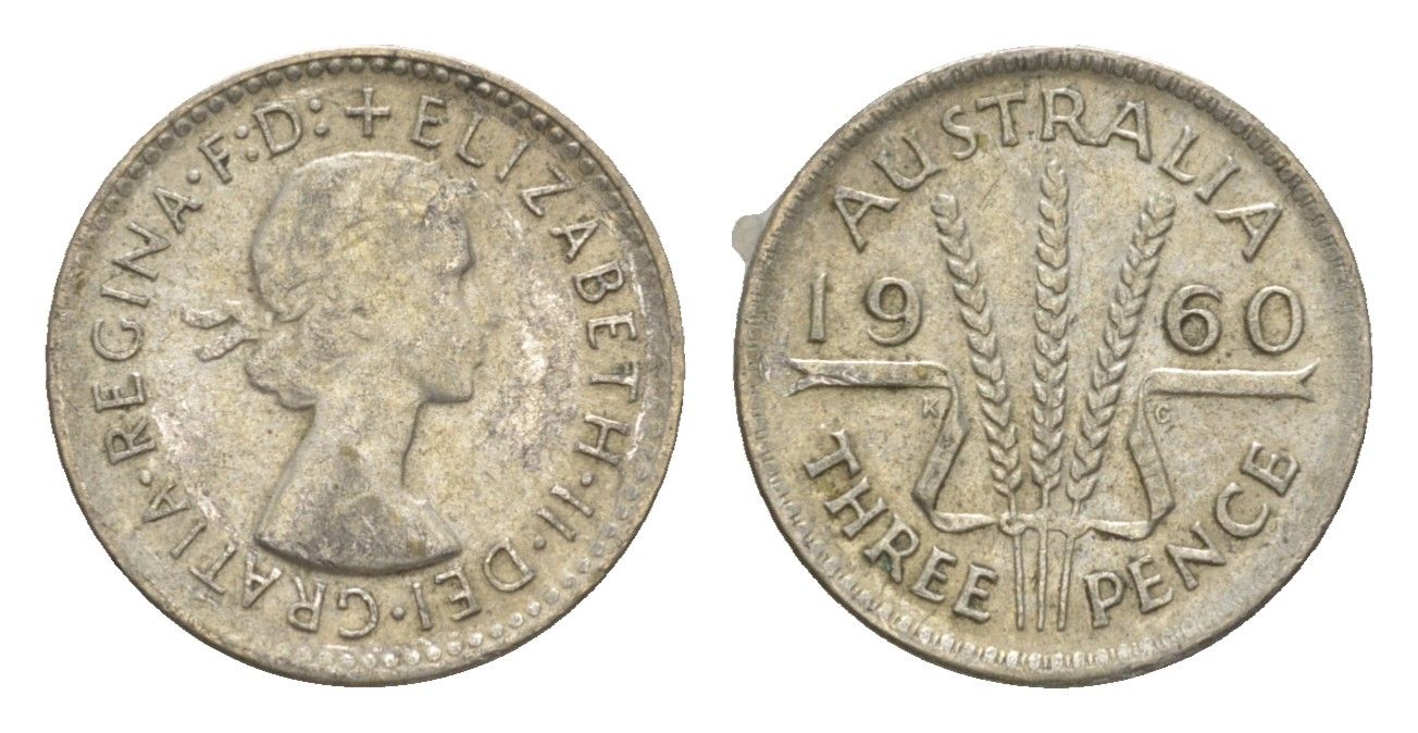 Австралия 3 пенса 1960 Елизавета II (1952-2022) KM 57 серебро aUNC 4649-1115