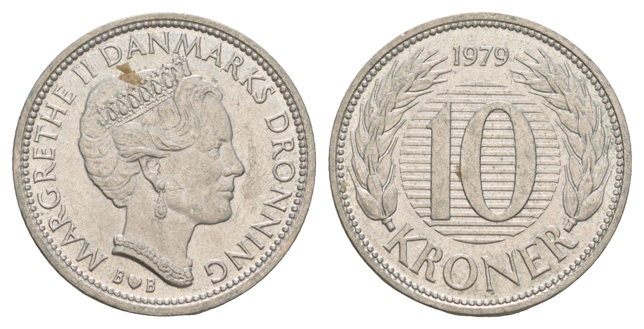 Дания 10 крон 1979 Маргрете II (1972-2024) KM 864 медно-никель 4654-344