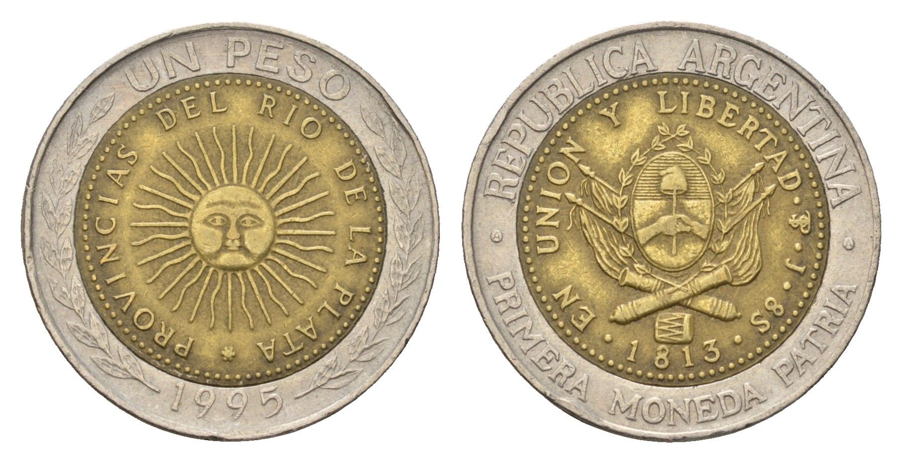 Аргентина 1 песо 1995 KM 112 биметалл 4571-255