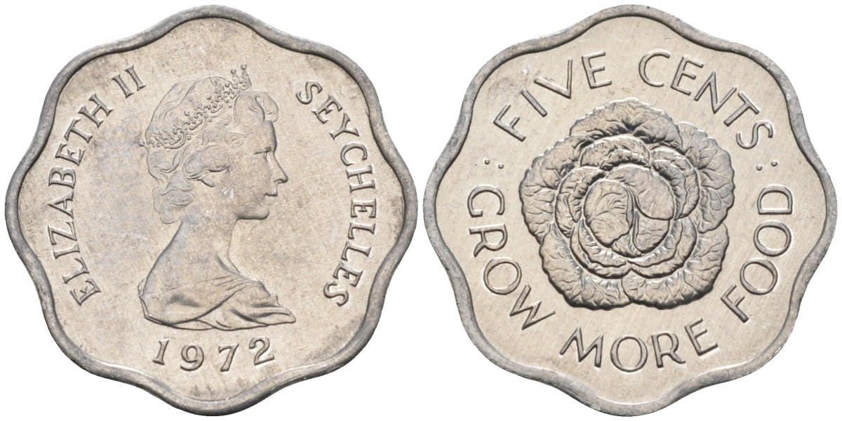 Сейшельские острова 5 центов 1972 FAO, цветок, Елизавета II KM 18 алюминий UNC 4588-635