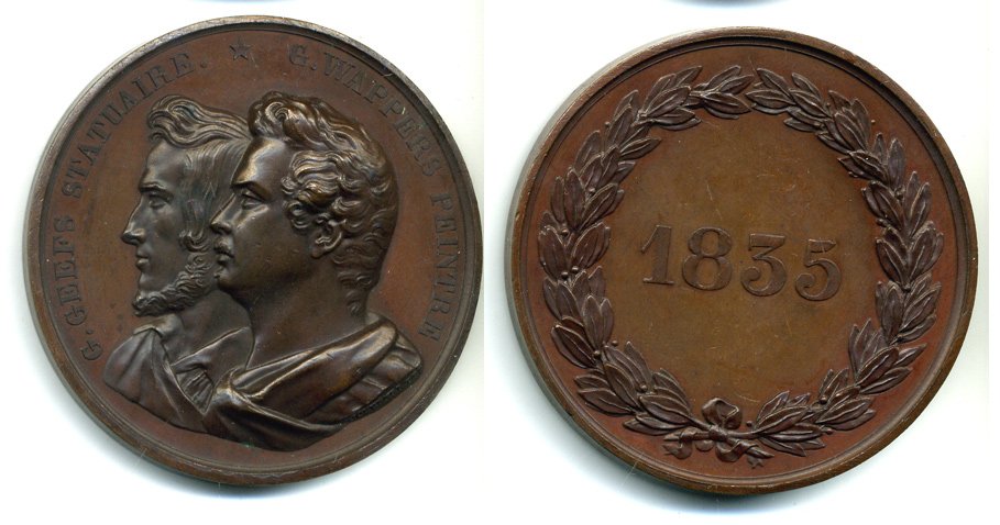 БЕЛЬГИЯ МЕДАЛЬ 1835 Г. ГИФС И Г. ВАППЕРС, бронза 1072-3-12