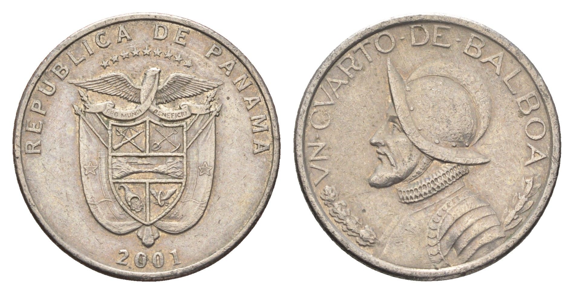 Панама 1/4 бальбоа (25 сентесимо) 2001 KM 128 медь плакированная медно-никелем 4663-817