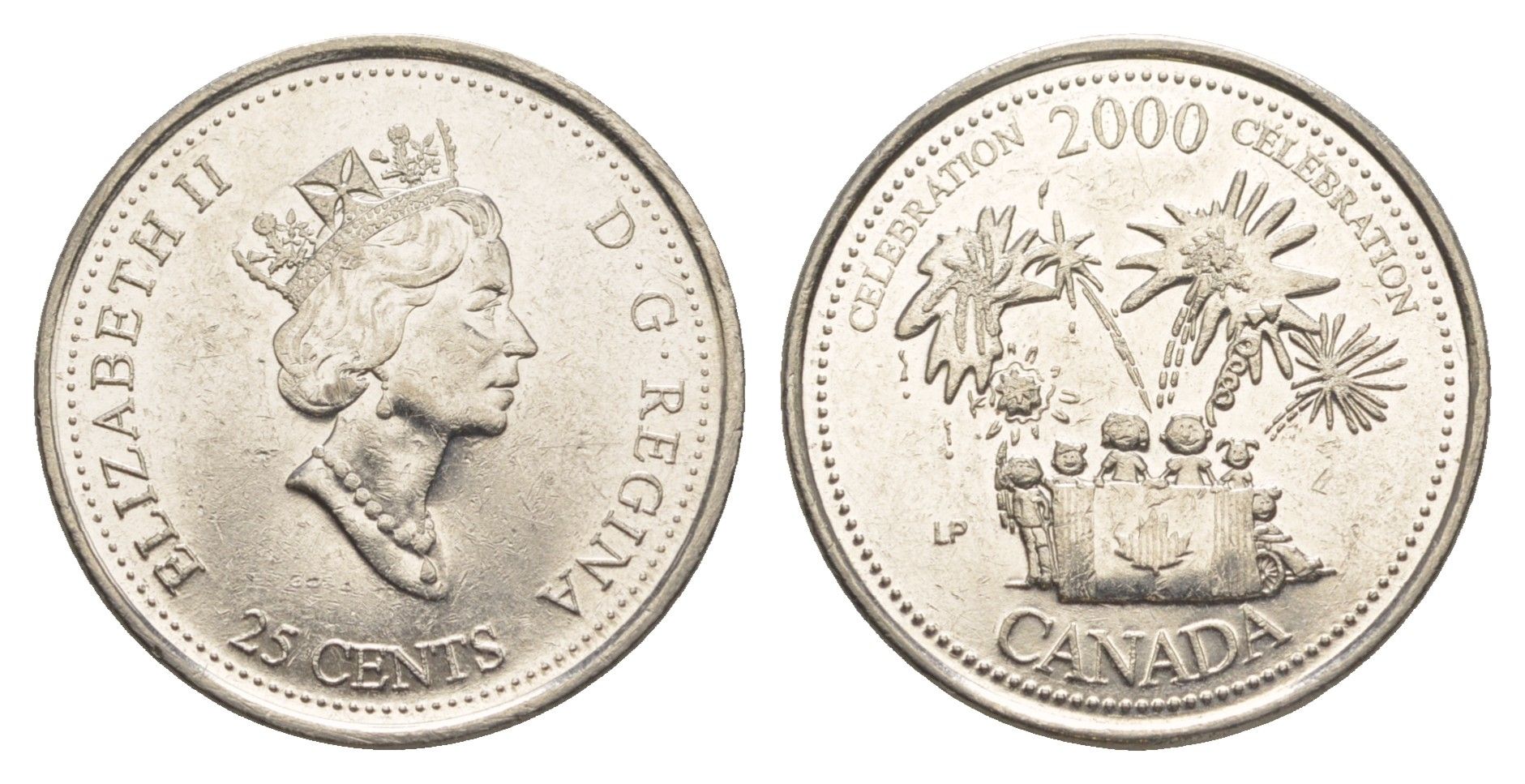 Канада 25 центов 2000 Миллениум - Торжества KM 383 сталь плакированная никелем aUNC 4637-935