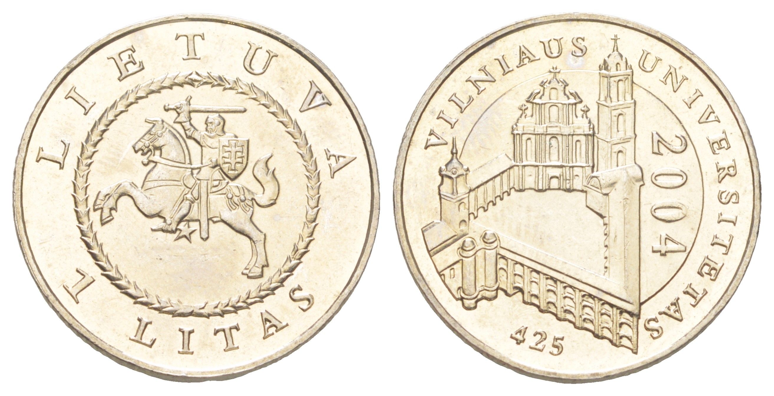 Литва 1 лит 2004 425 лет Вильнюсскому университету KM 137 медно-никель UNC 4624-515