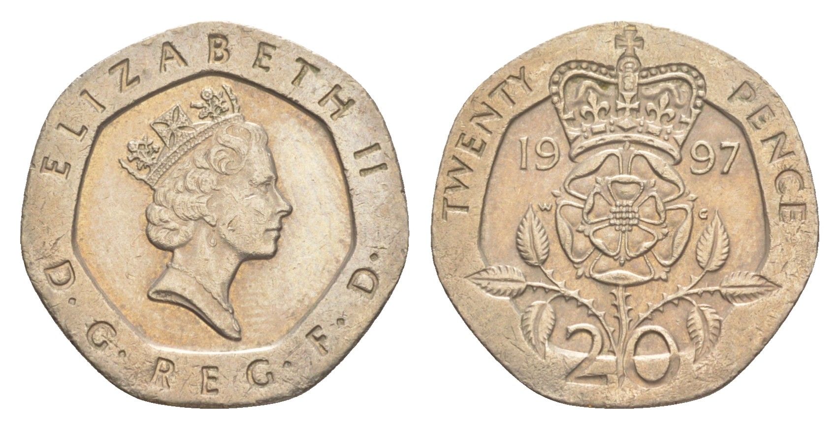 Великобритания 20 пенсов 1997 Елизавета II (1952-2022) KM 939, Spink 4361 (G2) медно-никель 4639-911