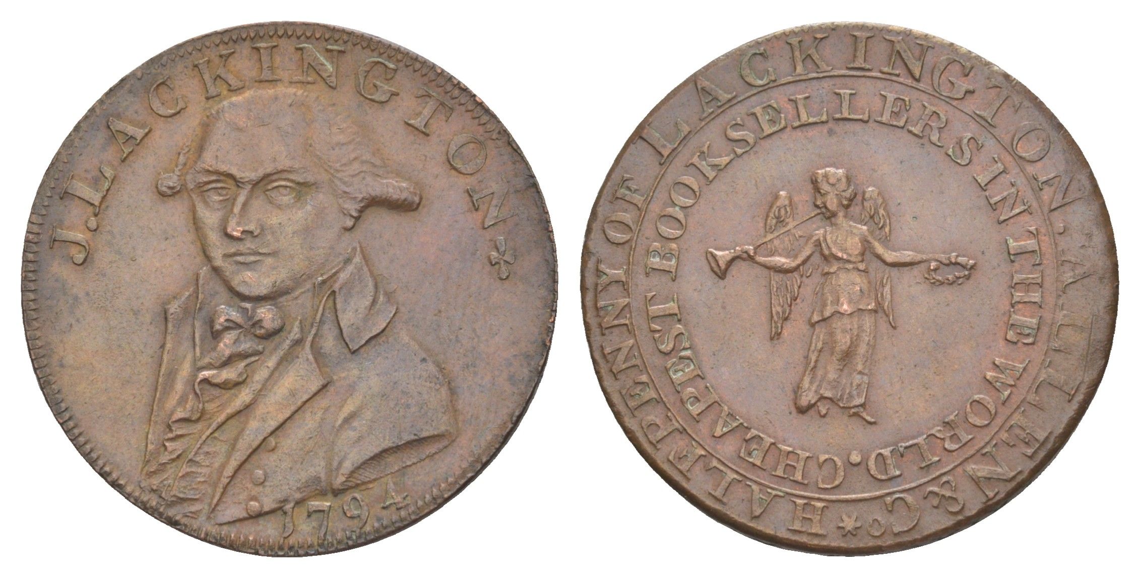 Великобритания, Мидлсекс 1/2 пенни 1794 Лексингтон, токен, гурт - оплачивается в храме муз Dalton & Hamer 353, Atkins 742 медь 3711-213