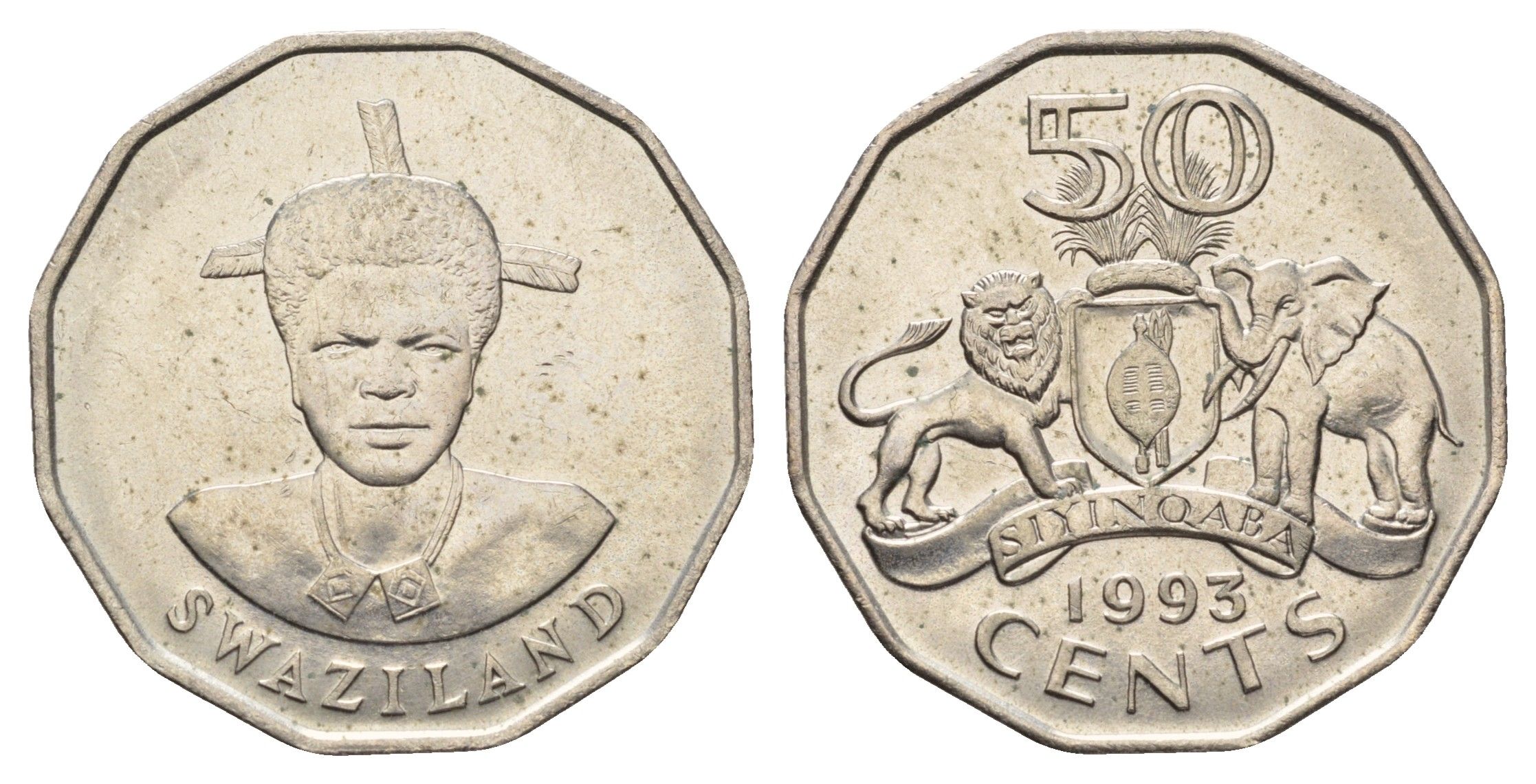 Свазиленд 50 центов 1993 KM 43 медно-никель UNC 4678-113