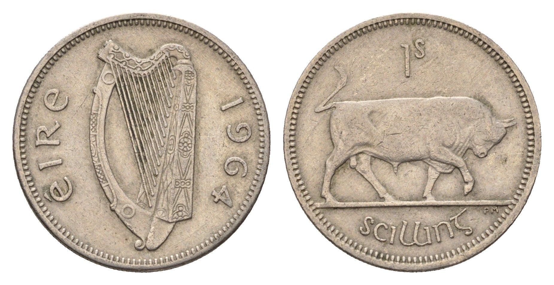 Ирландия 1 шиллинг 1964 бык KM 14a медно-никель 4175-1234