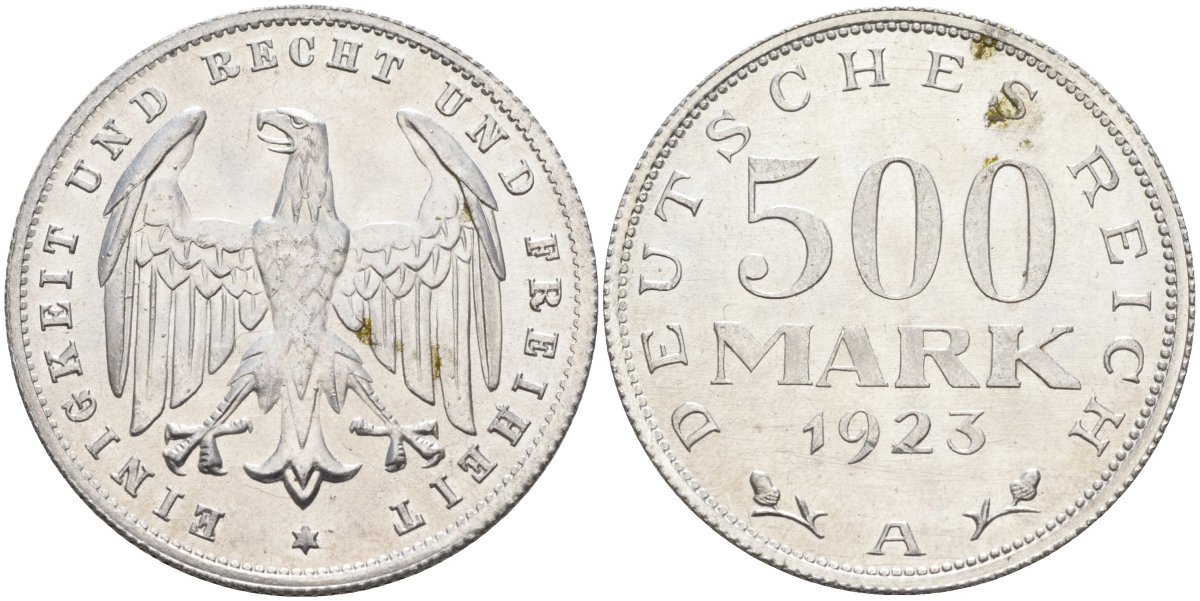 Германия 500 марок 1923 А KM 36, J.305 алюминий 4587-525