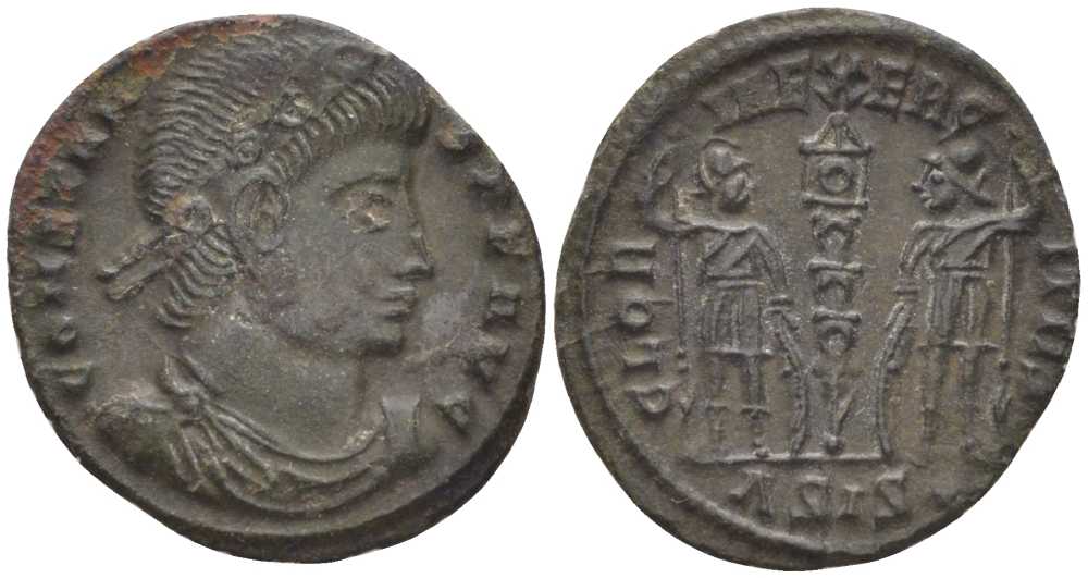 Римская Империя нуммий 337 - 340 Констант, CONSTANS PF AVG / GLORIA EXERCITVS, Сисция RIC 76 биллон 1073-17-72