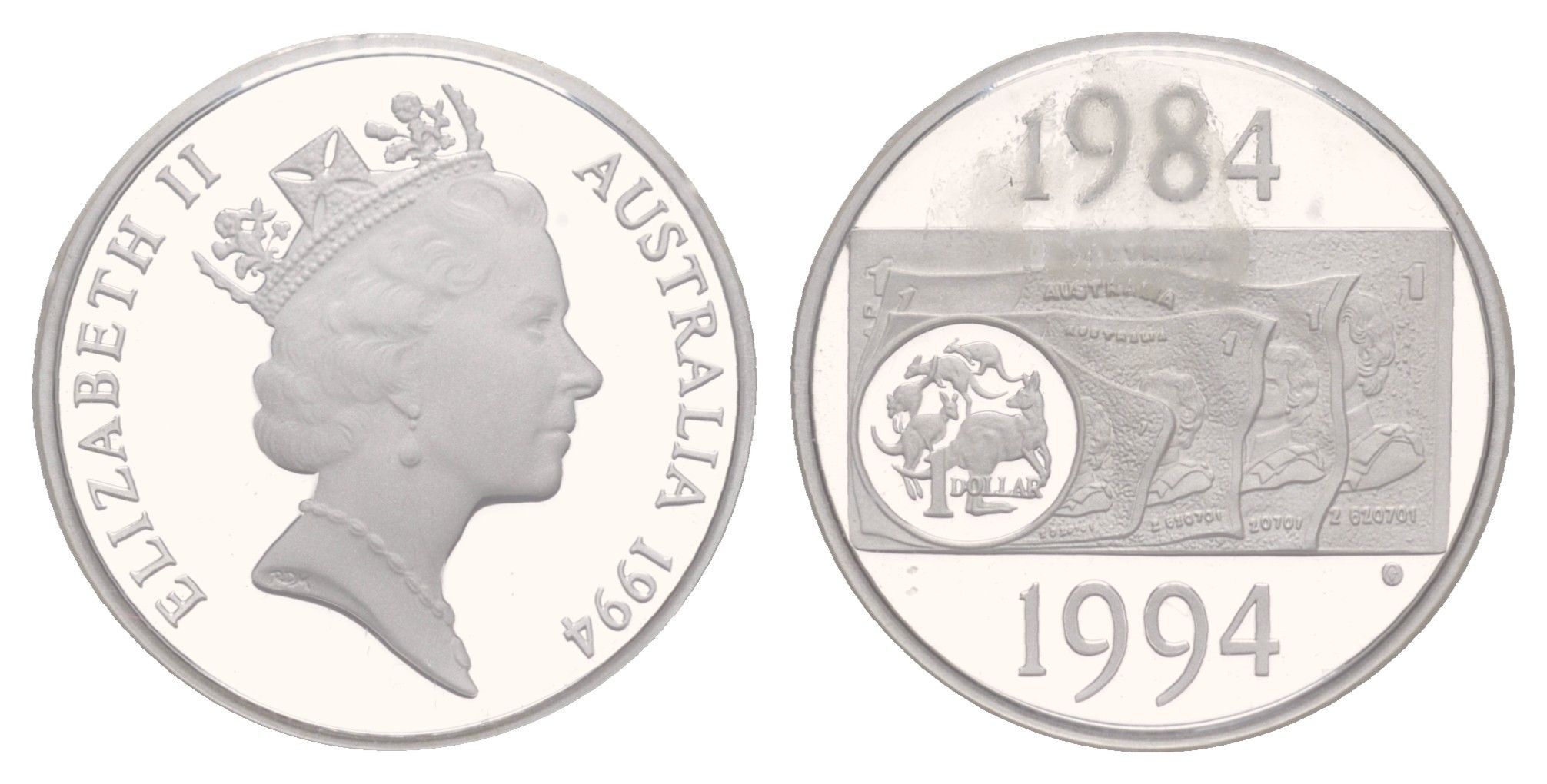 Австралия 1 доллар 1994 10 лет выпуску монет 1 доллар KM 258a серебро PROOF 11-070-34