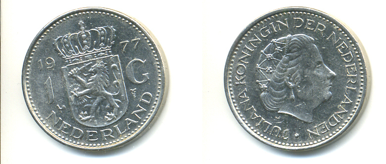 Нидерланды 1 гульден 1977 Юлиана (1948-1980) KM 184a никель 83-814